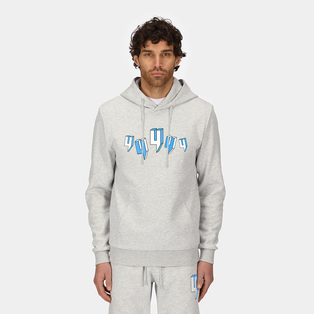 GREY HOODY FIVE Y LOGO BABY BLUE