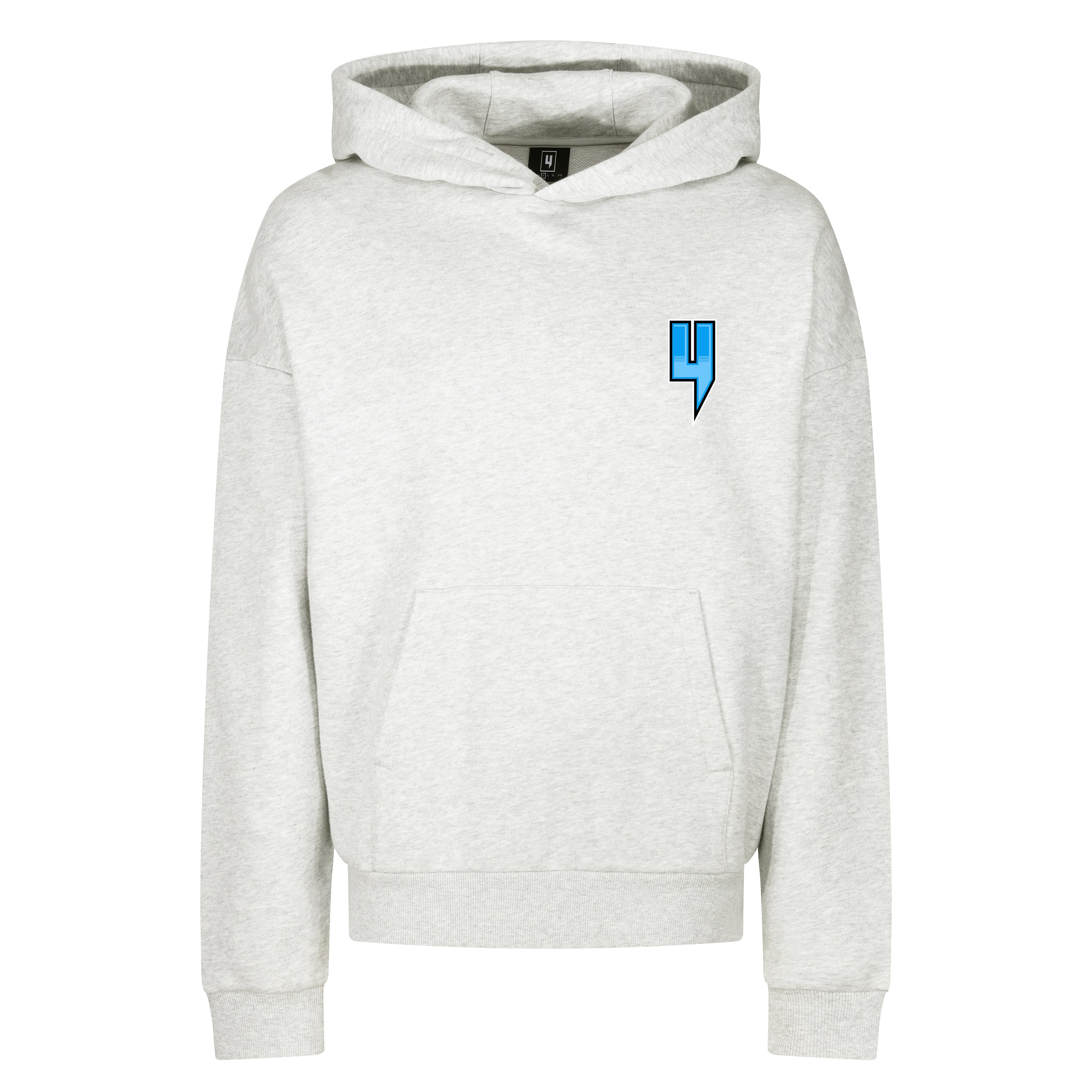 GREY RELAXED FIT HOODY RACING BLUE LOGO