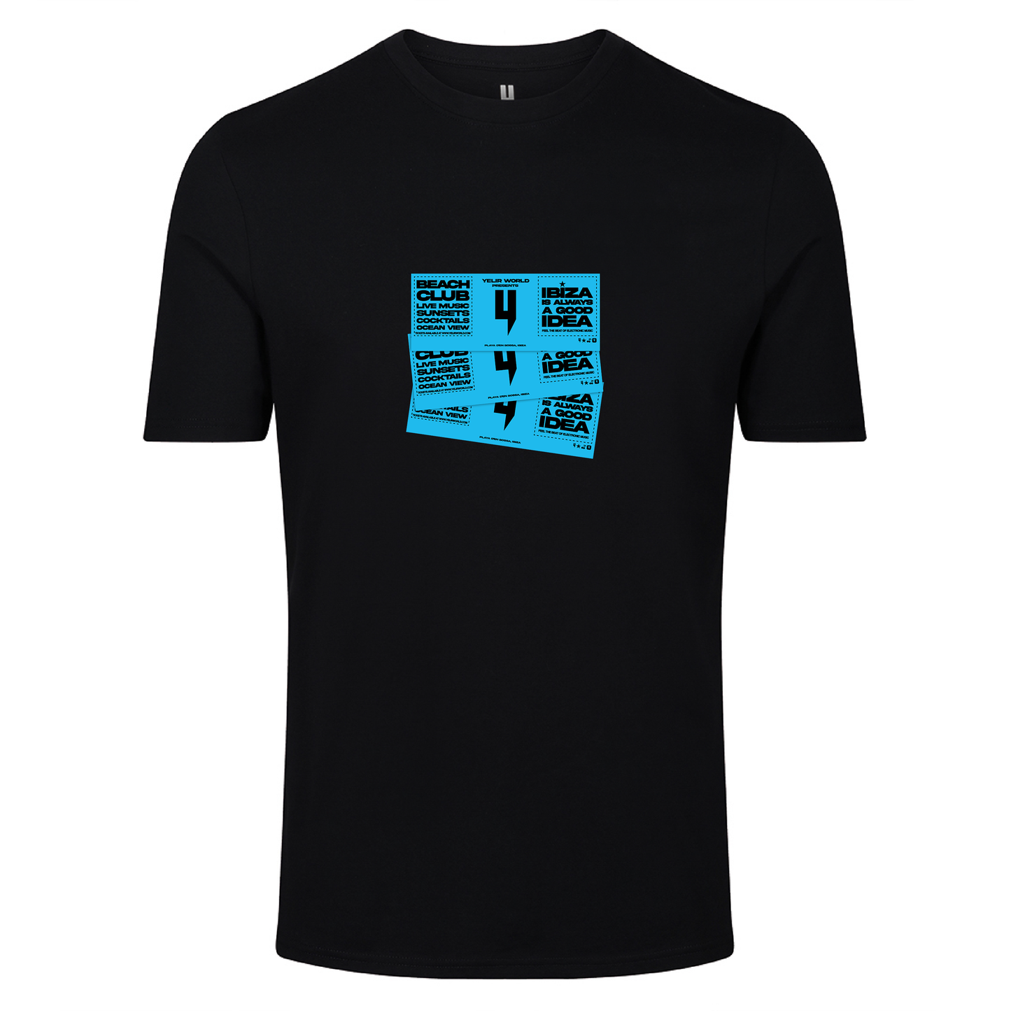 BLACK TEE BLUE IBIZA TICKET LOGO