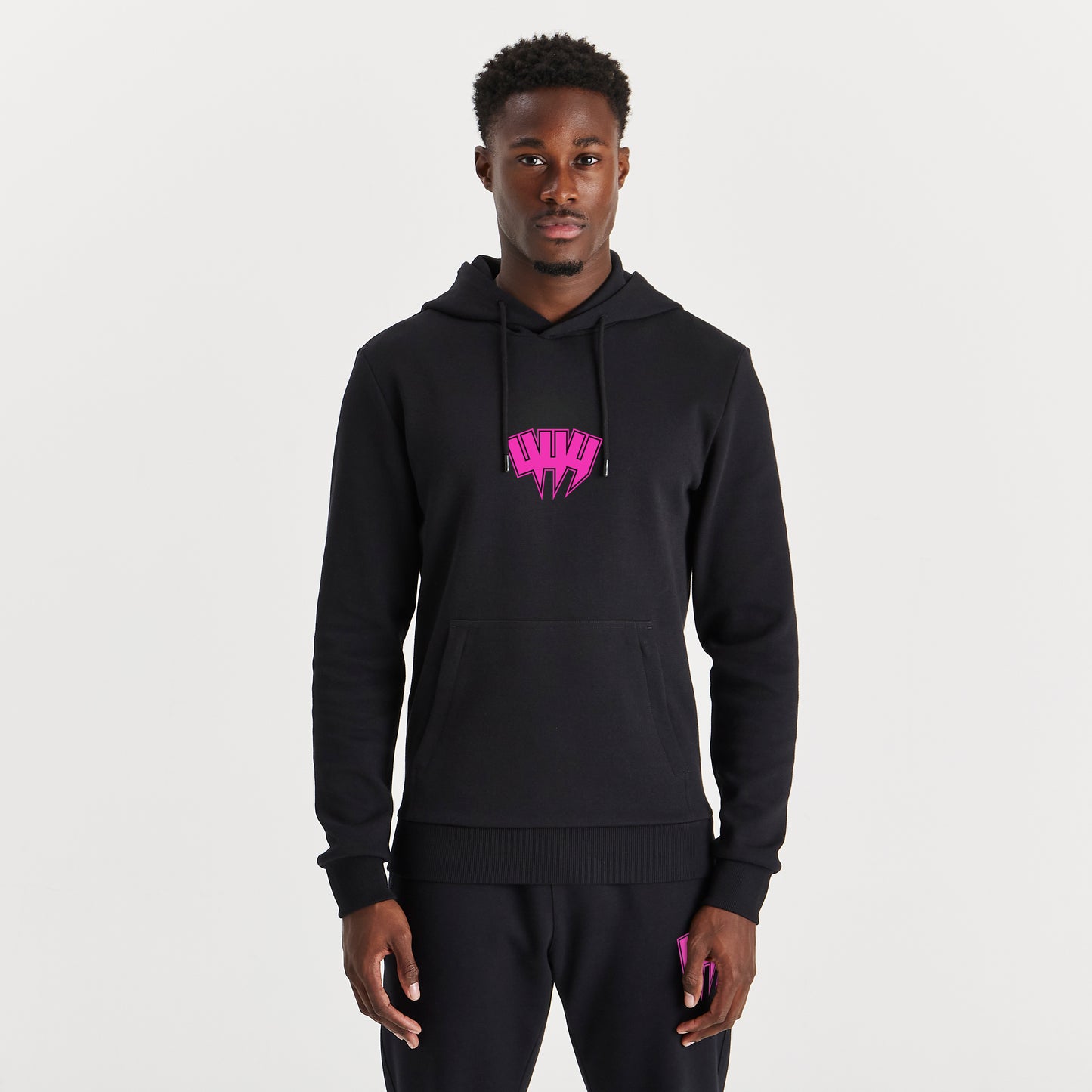 BLACK HOODY NEON PINK YYY OUTLINE