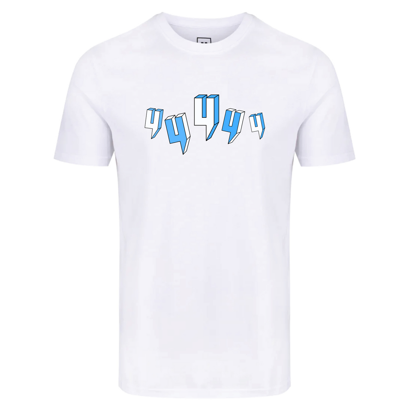 WHITE TEE FIVE Y LOGO BABY BLUE
