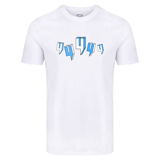 WHITE TEE FIVE Y LOGO BABY BLUE