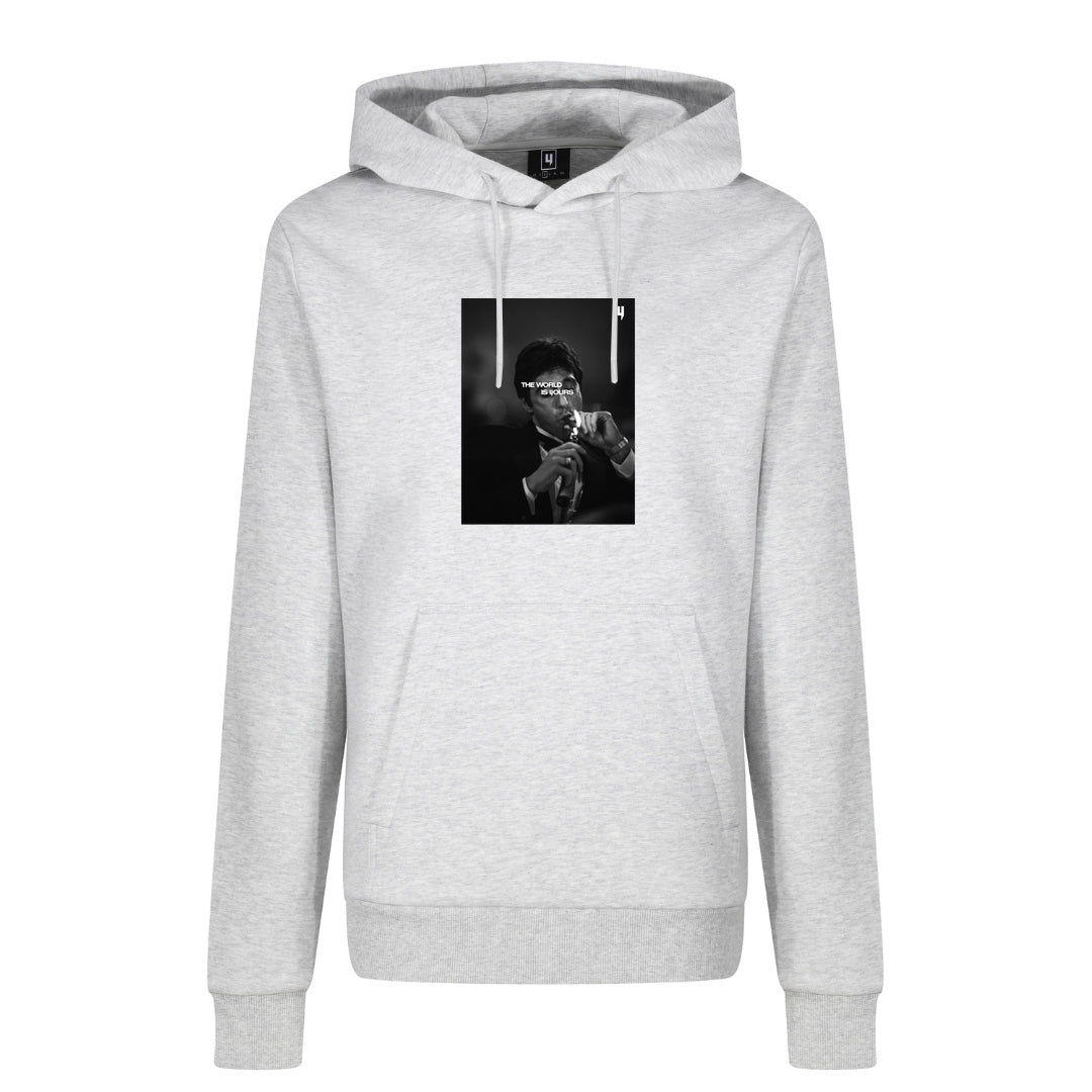 GREY HOODY THE WORLD IS YOURS