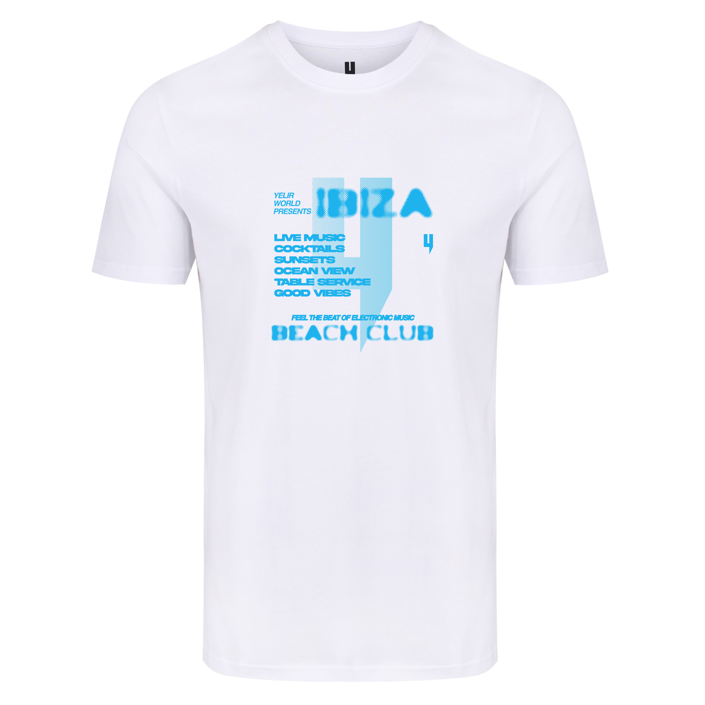 WHITE TEE BLUE BEACH CLUB LOGO