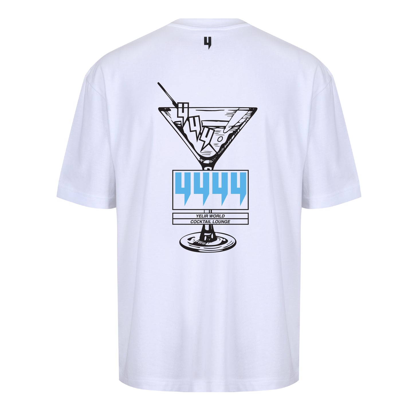WHITE RELAXED FIT TEE COCKTAIL LOGO