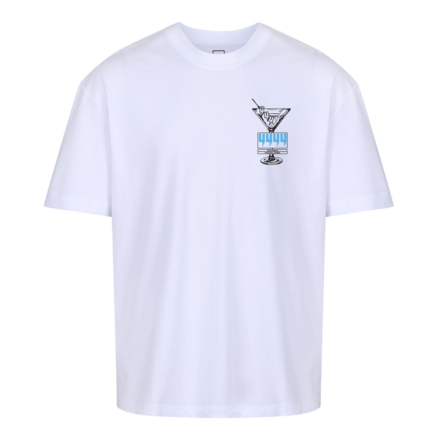 WHITE RELAXED FIT TEE COCKTAIL LOGO