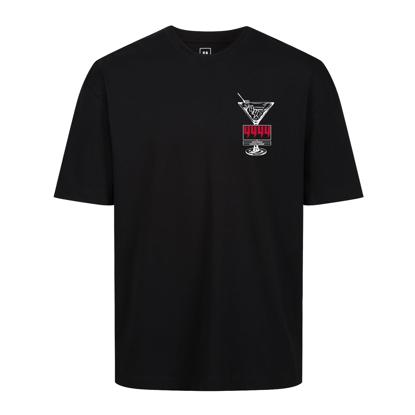 BLACK RELAXED FIT TEE COCKTAIL LOGO