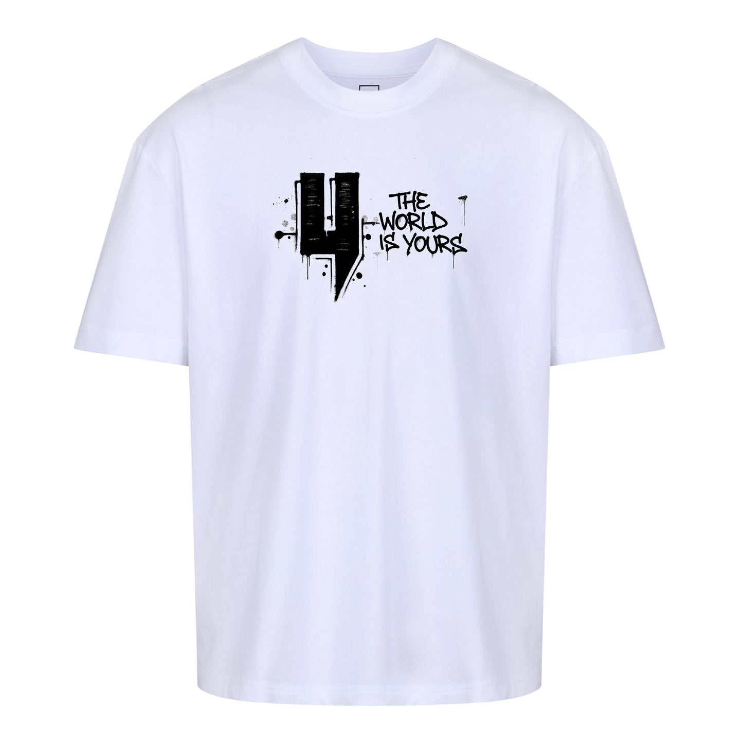 WHITE RELAXED FIT GRAFFITI WORLD TEE