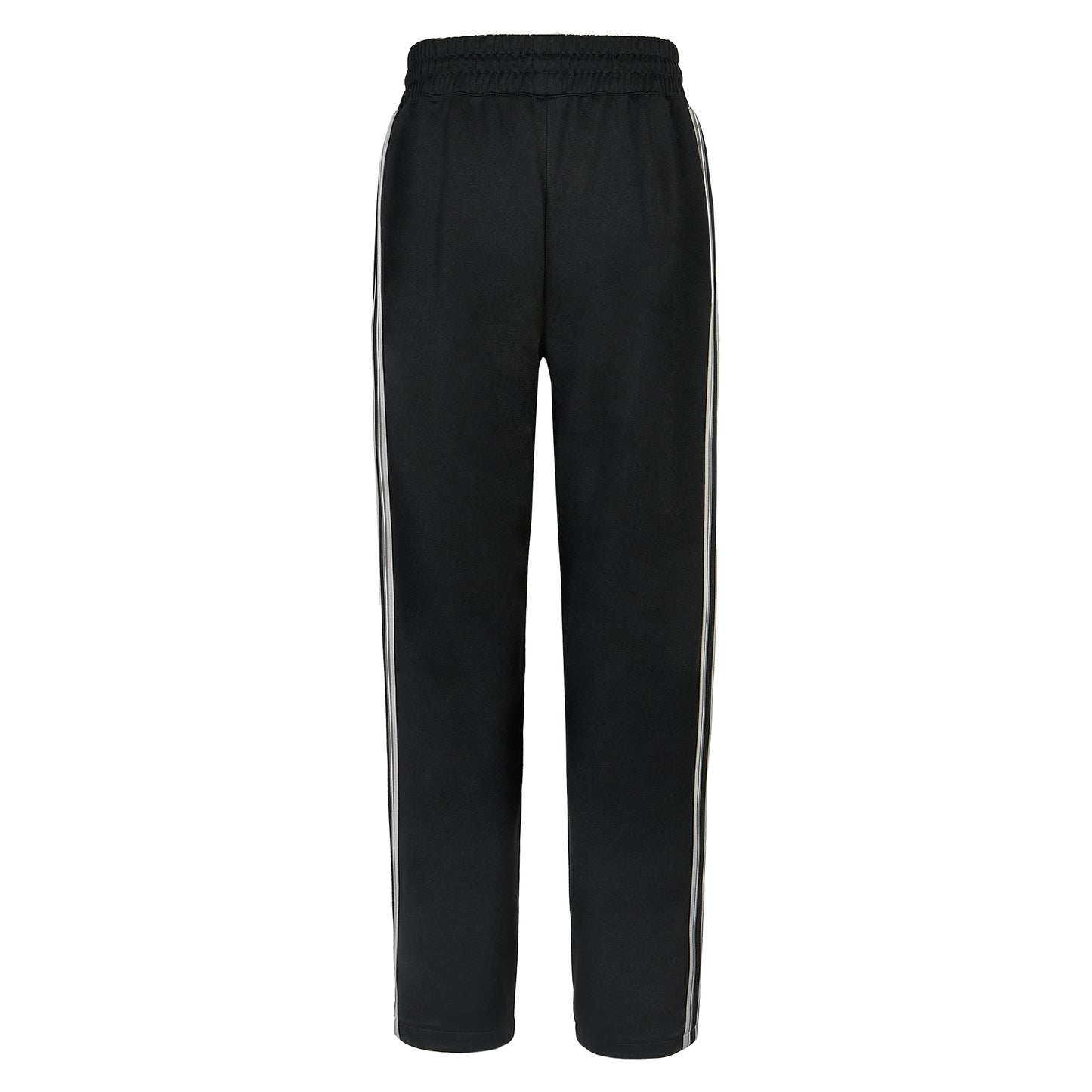 BLACK TRACK BOTTOMS GREY SIDE STRIPE