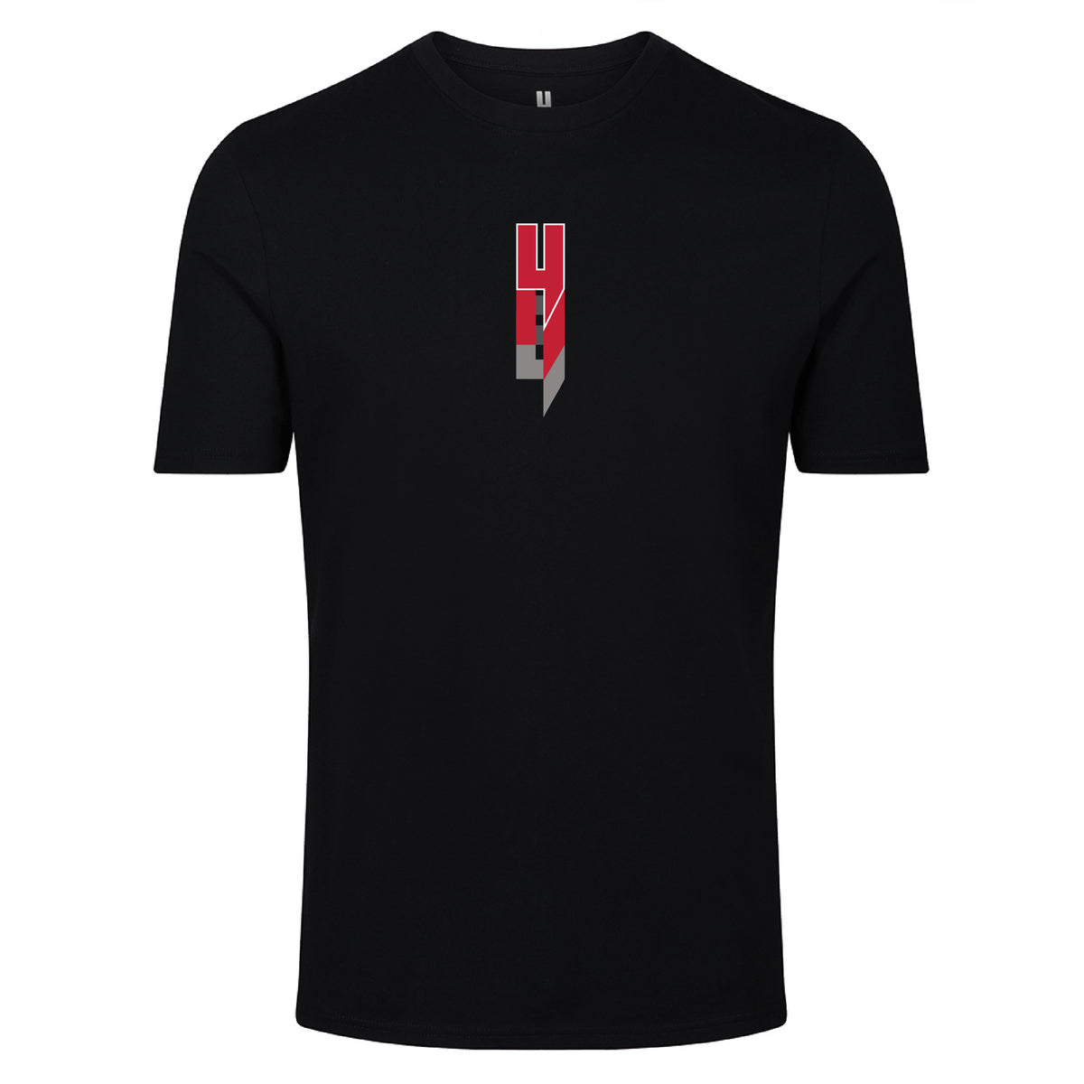 BLACK TEE REPEATING Y LOGO RED