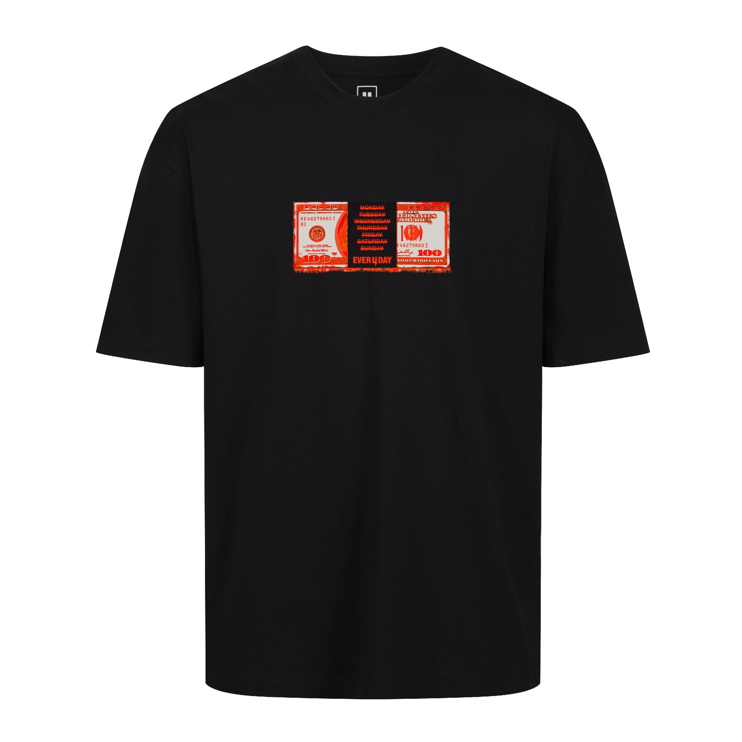 BLACK RELAXED FIT TEE DOLLAR BILL LOGO