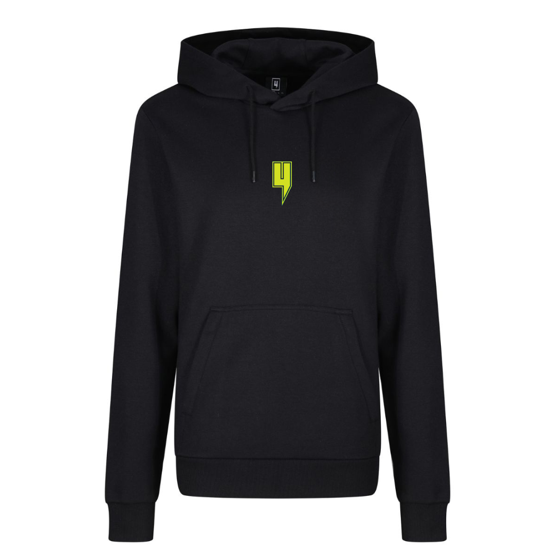 BLACK HOODY NEON OUTLINE Y LOGO YELIR WORLD