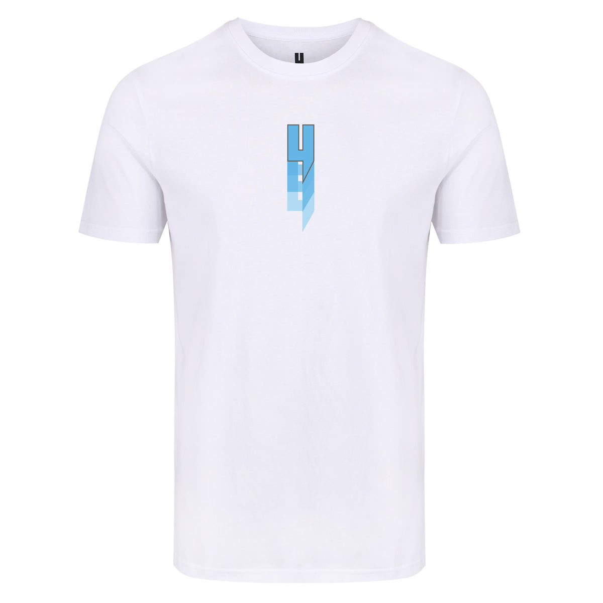 WHITE TEE REPEATING Y LOGO BABY BLUE