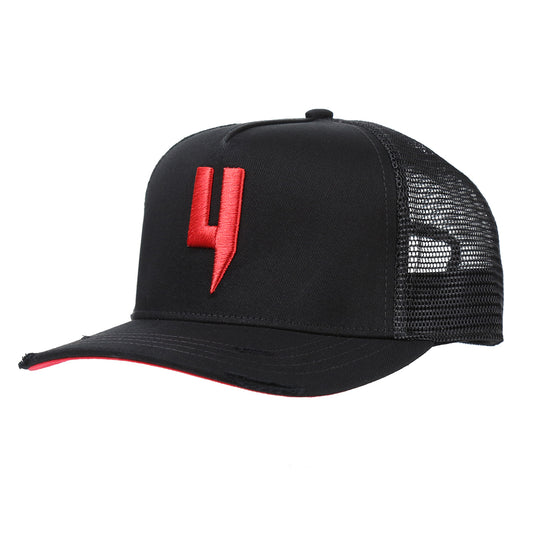 CONTRAST PEAK CAP BLACK RED