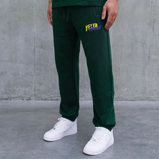 GREEN RELAXED FIT JOGGERS X BOOGIE SKULL LOGO