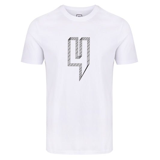 WHITE TEE BLACK WIREFRAME LOGO