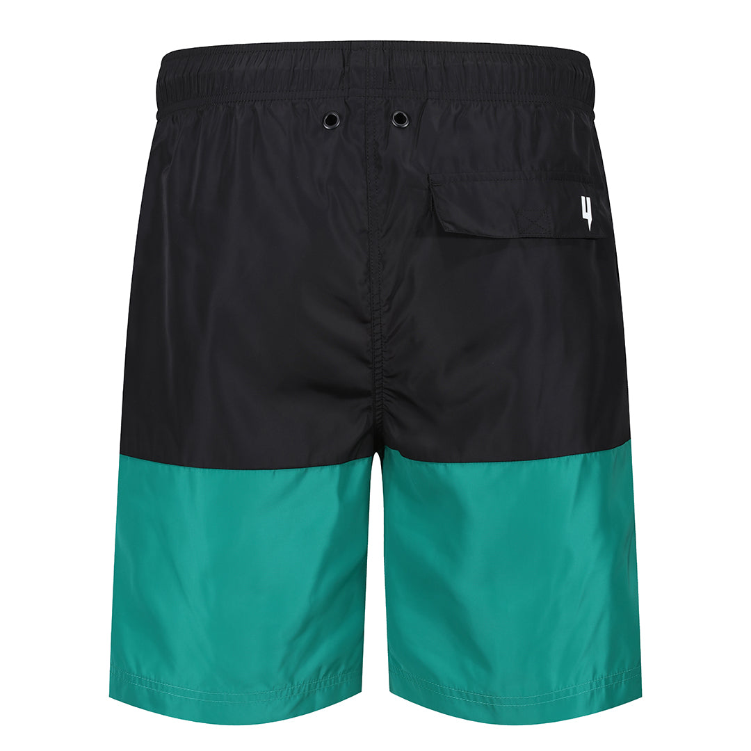 MIXED CONTRAST SWIM SHORTS BLACK GREEN – YELIR WORLD