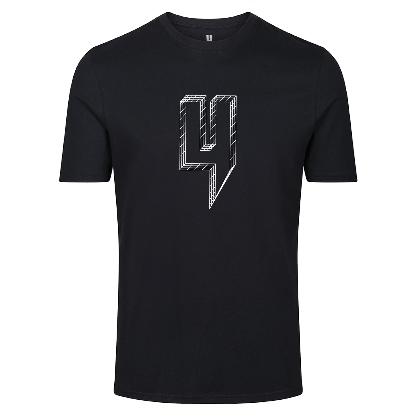 BLACK TEE WHITE WIREFRAME LOGO
