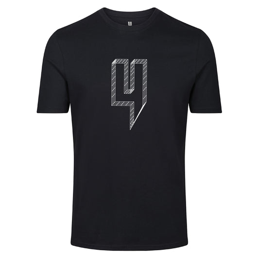 BLACK TEE WHITE WIREFRAME LOGO
