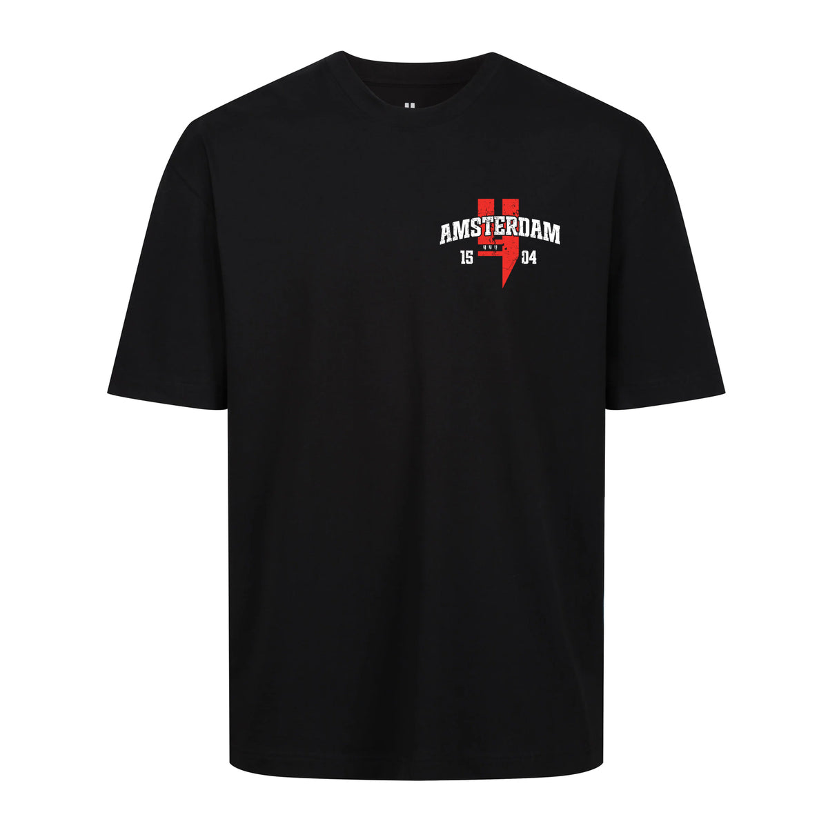 BLACK RELAXED FIT TEE AMSTERDAM LOGO