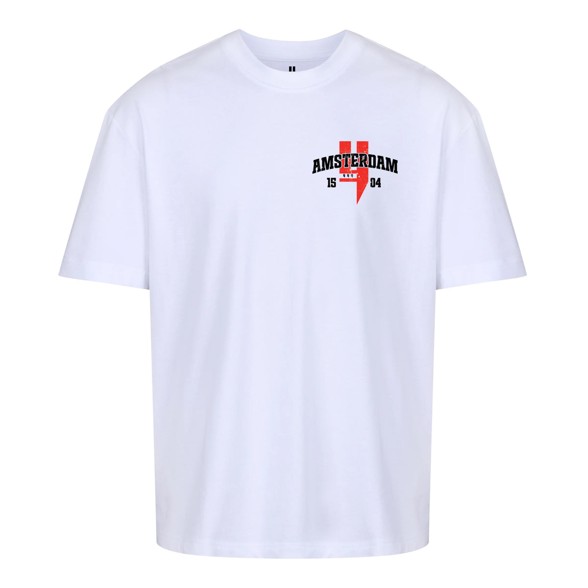 WHITE RELAXED FIT TEE AMSTERDAM LOGO