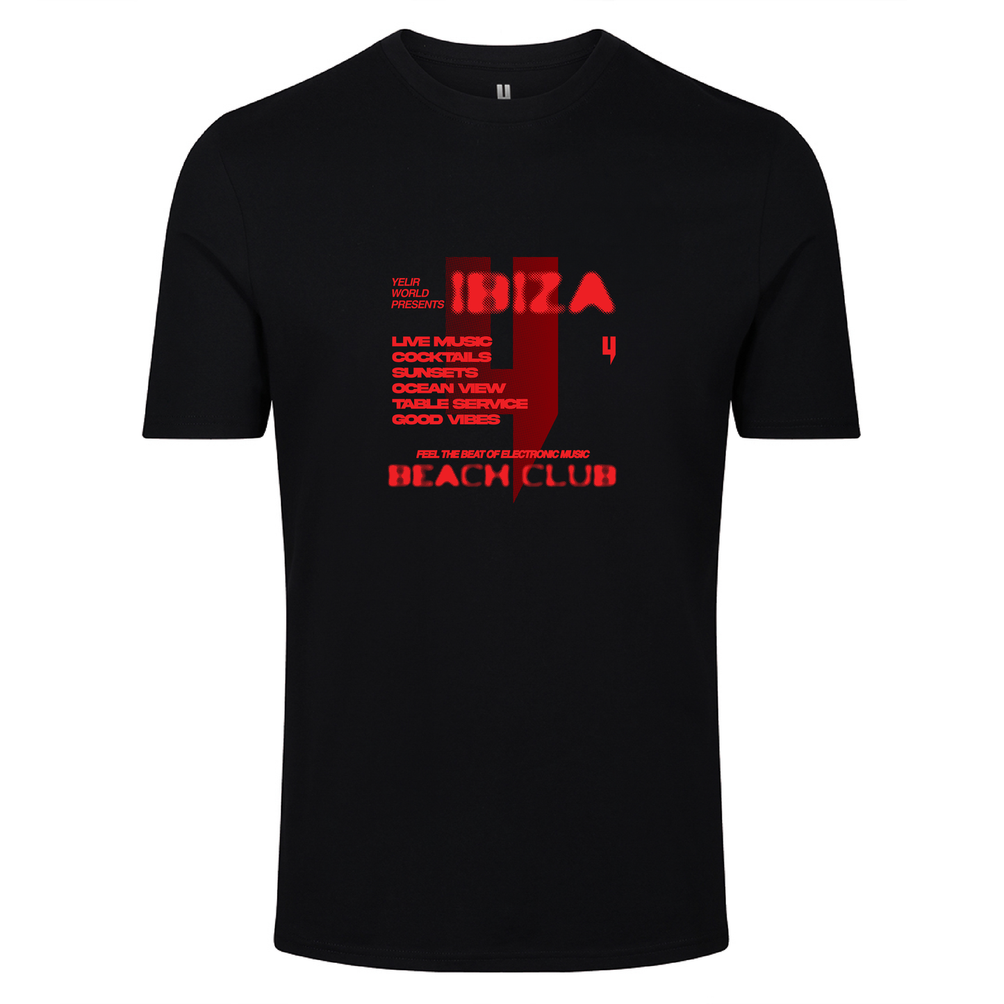 BLACK TEE RED BEACH CLUB LOGO