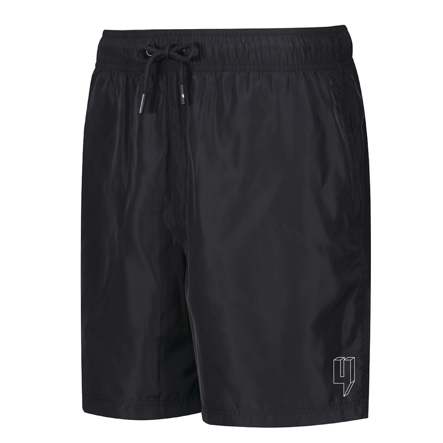 3D LOGO SWIM SHORTS BLACK WHITE OUTLINE