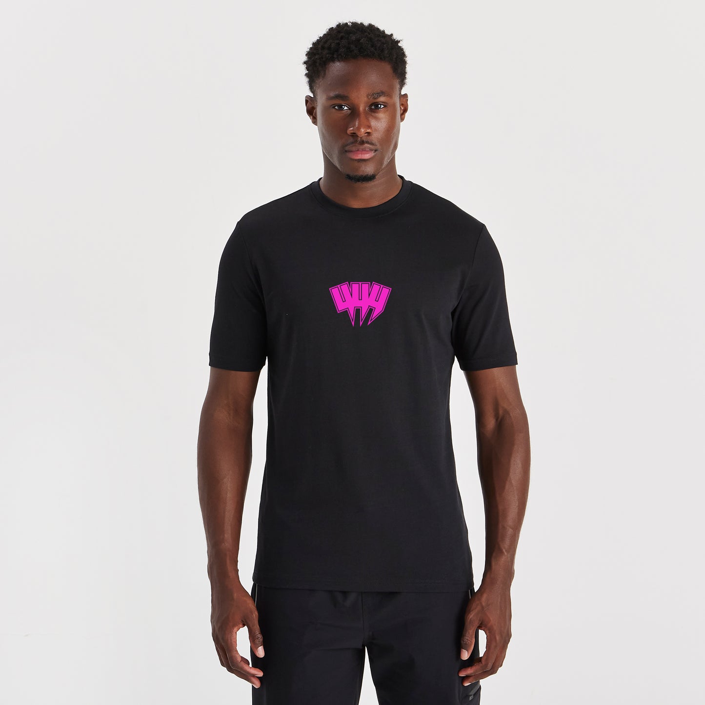 BLACK TEE NEON PINK YYY OUTLINE