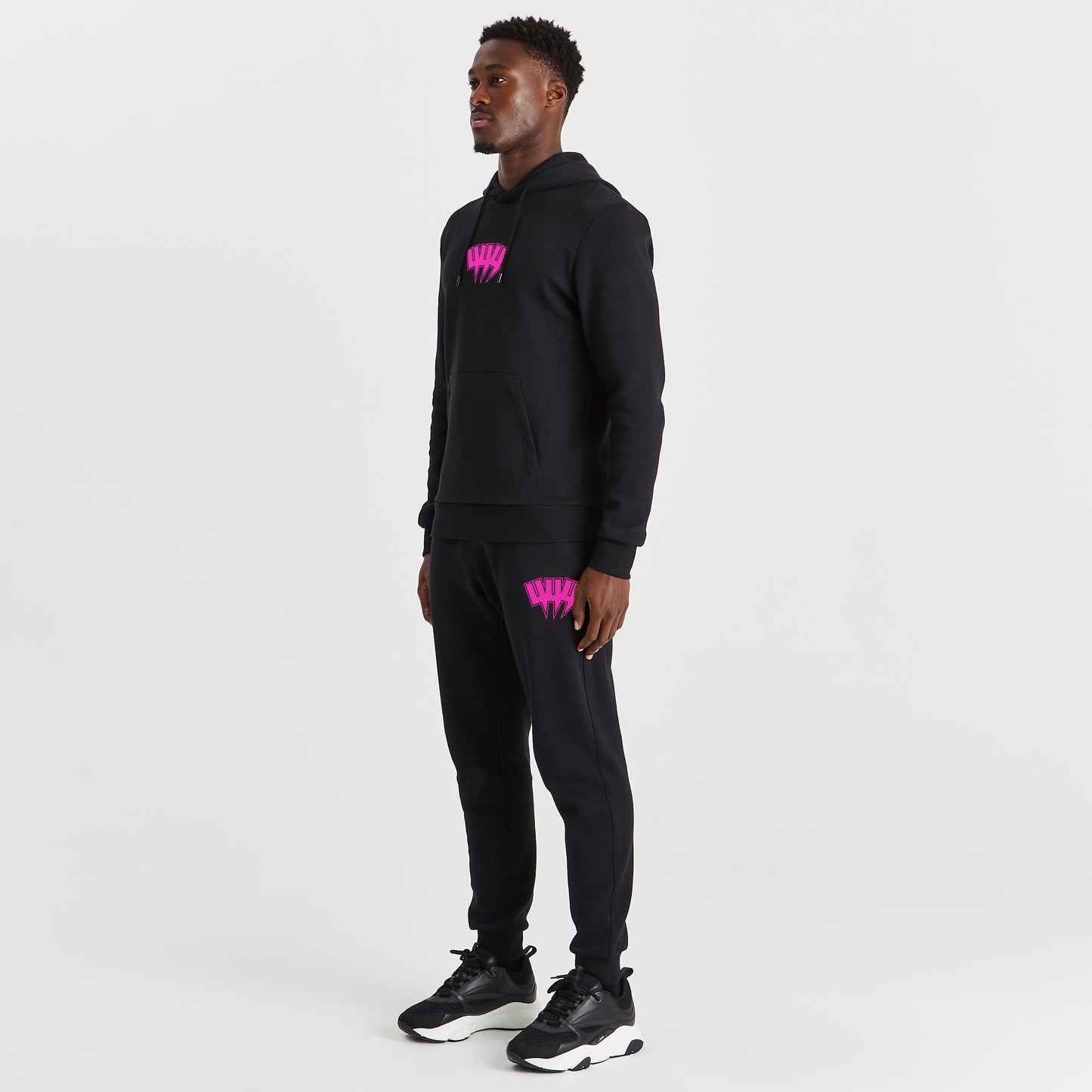 BLACK JOGGERS NEON PINK YYY OUTLINE