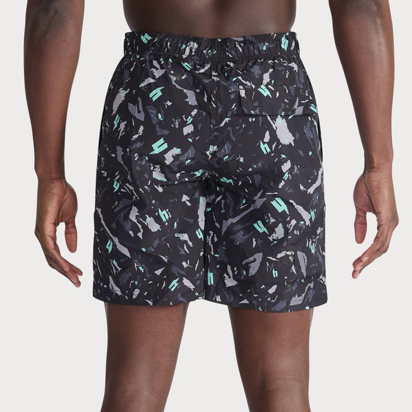 BLACK AQUA CAMO SWIM SHORTS