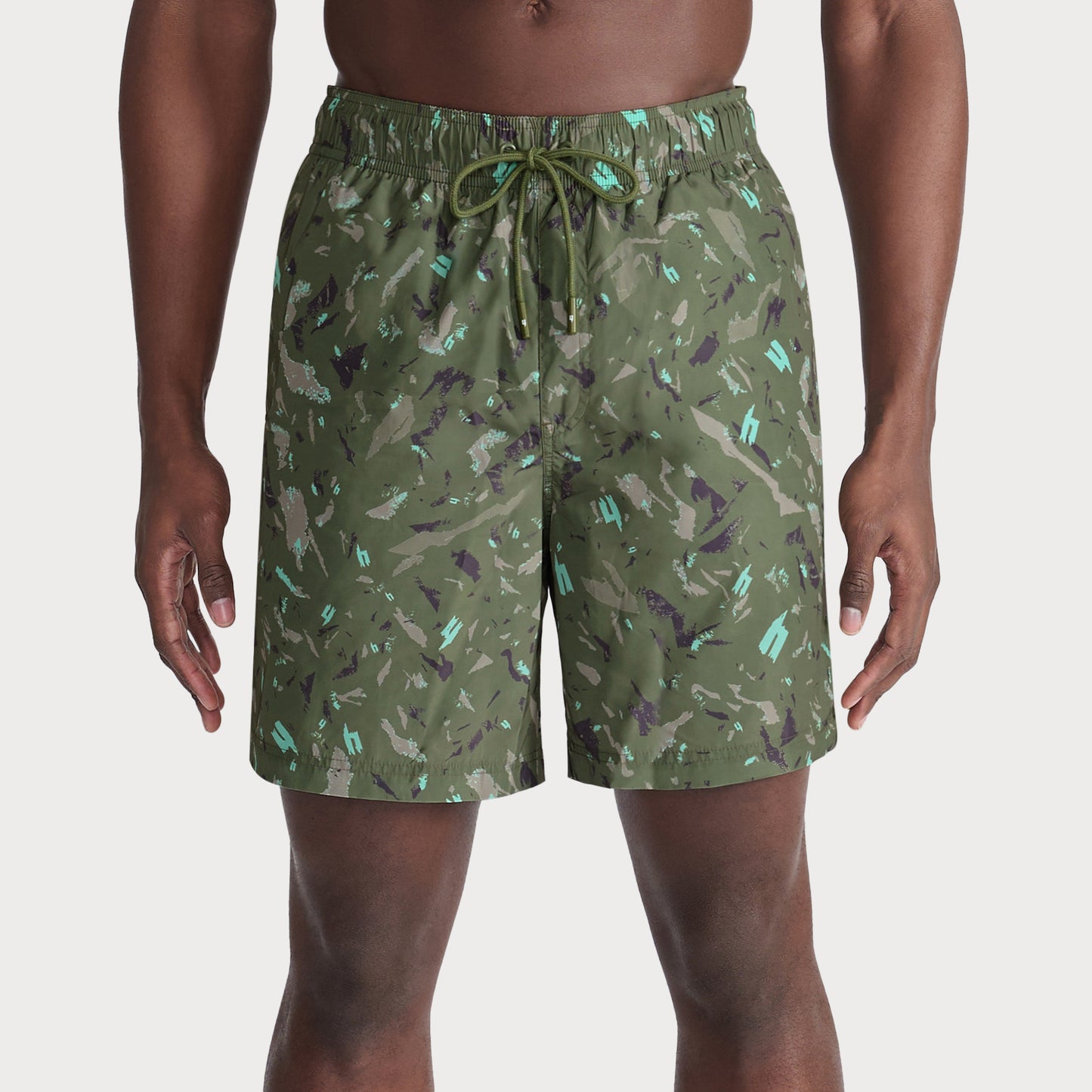 KHAKI CAMO SWIM SHORTS