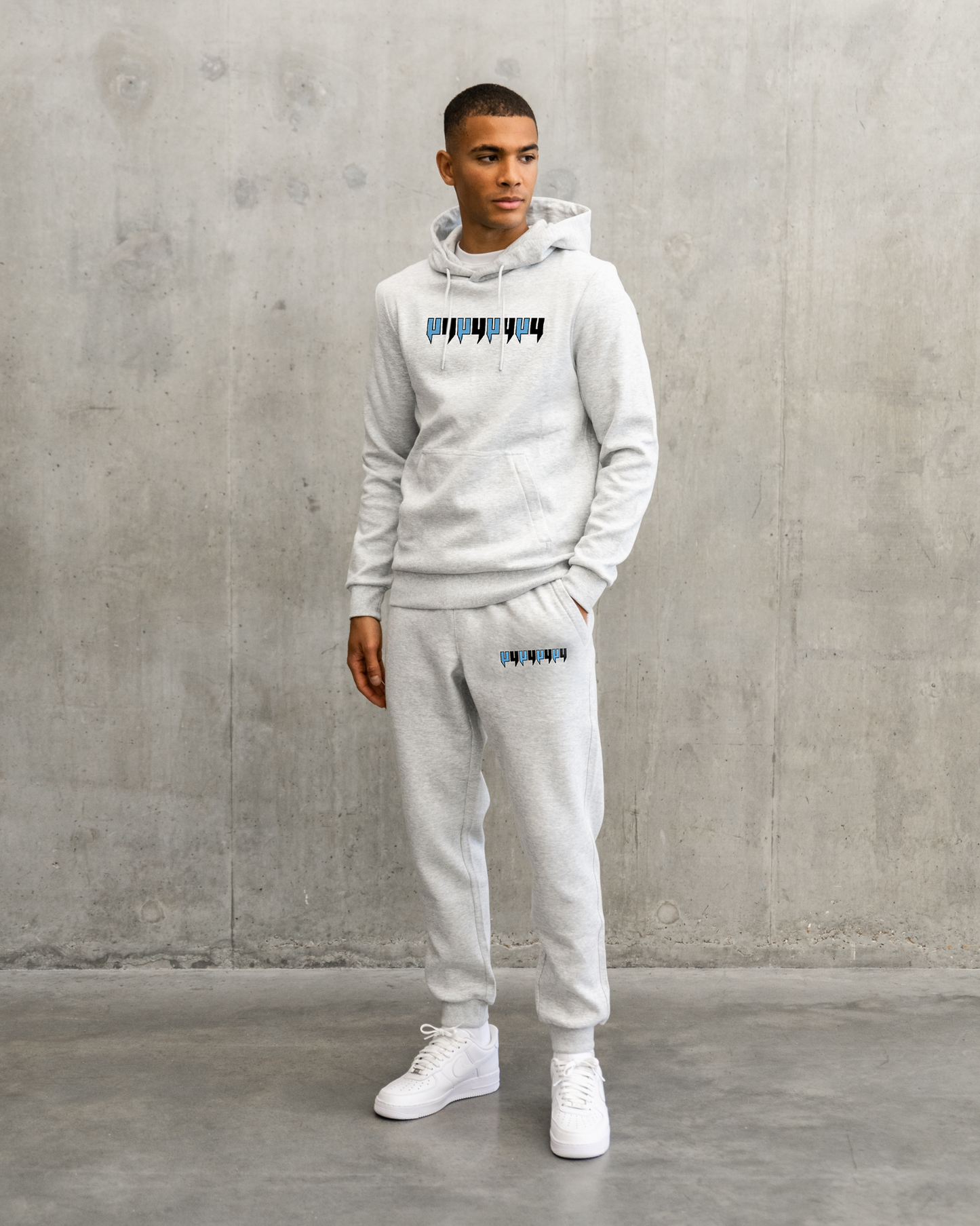 GREY JOGGERS EIGHT Y LOGO BABY BLUE