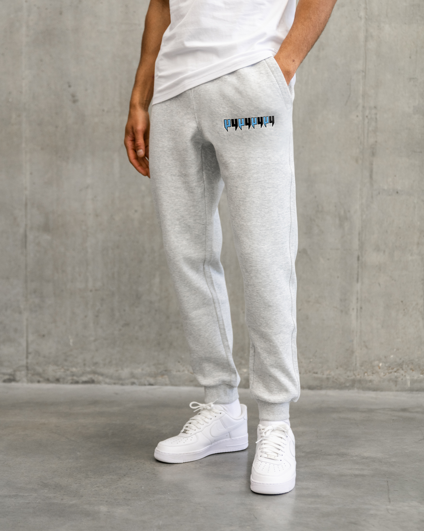 GREY JOGGERS EIGHT Y LOGO BABY BLUE