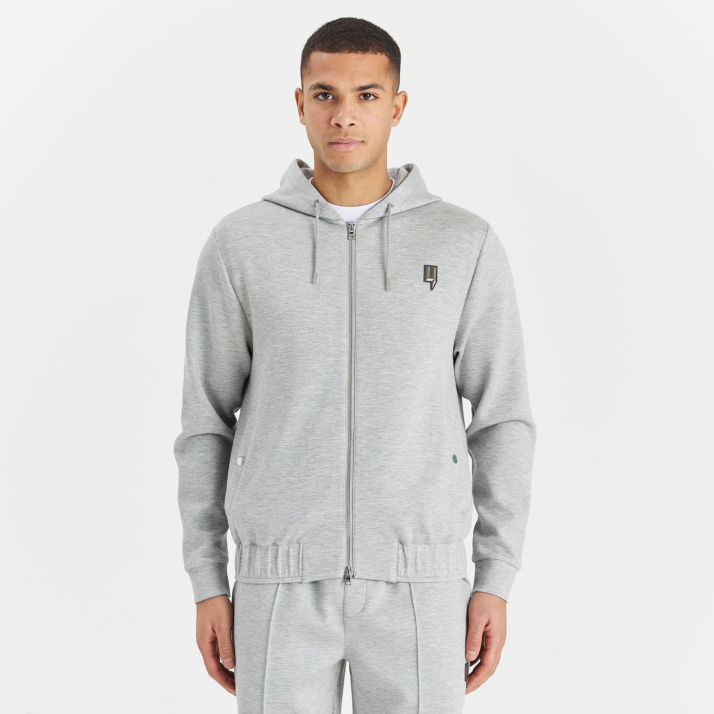 GREY MARL LUX ZIP UP HOODY