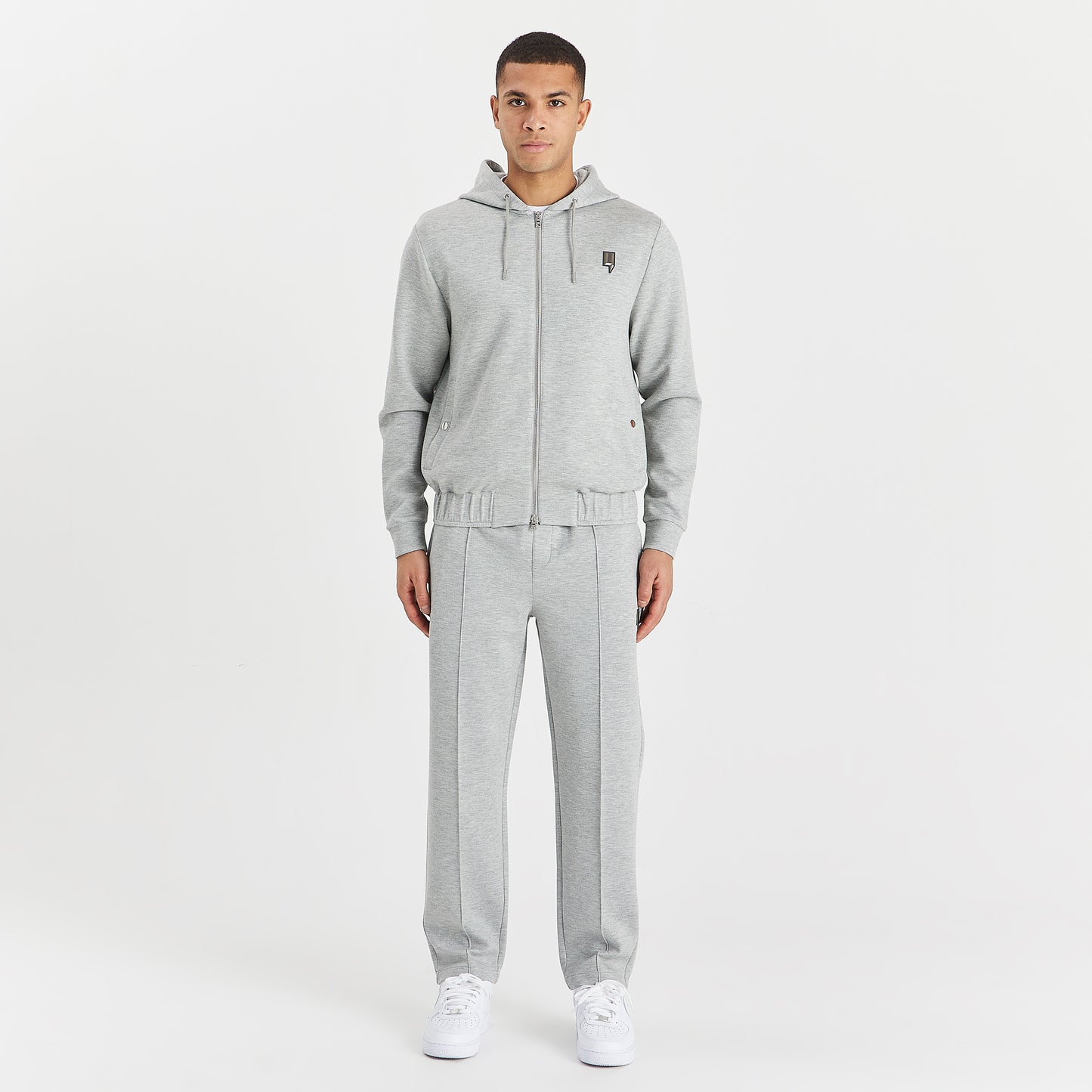 GREY MARL LUX ZIP UP HOODY