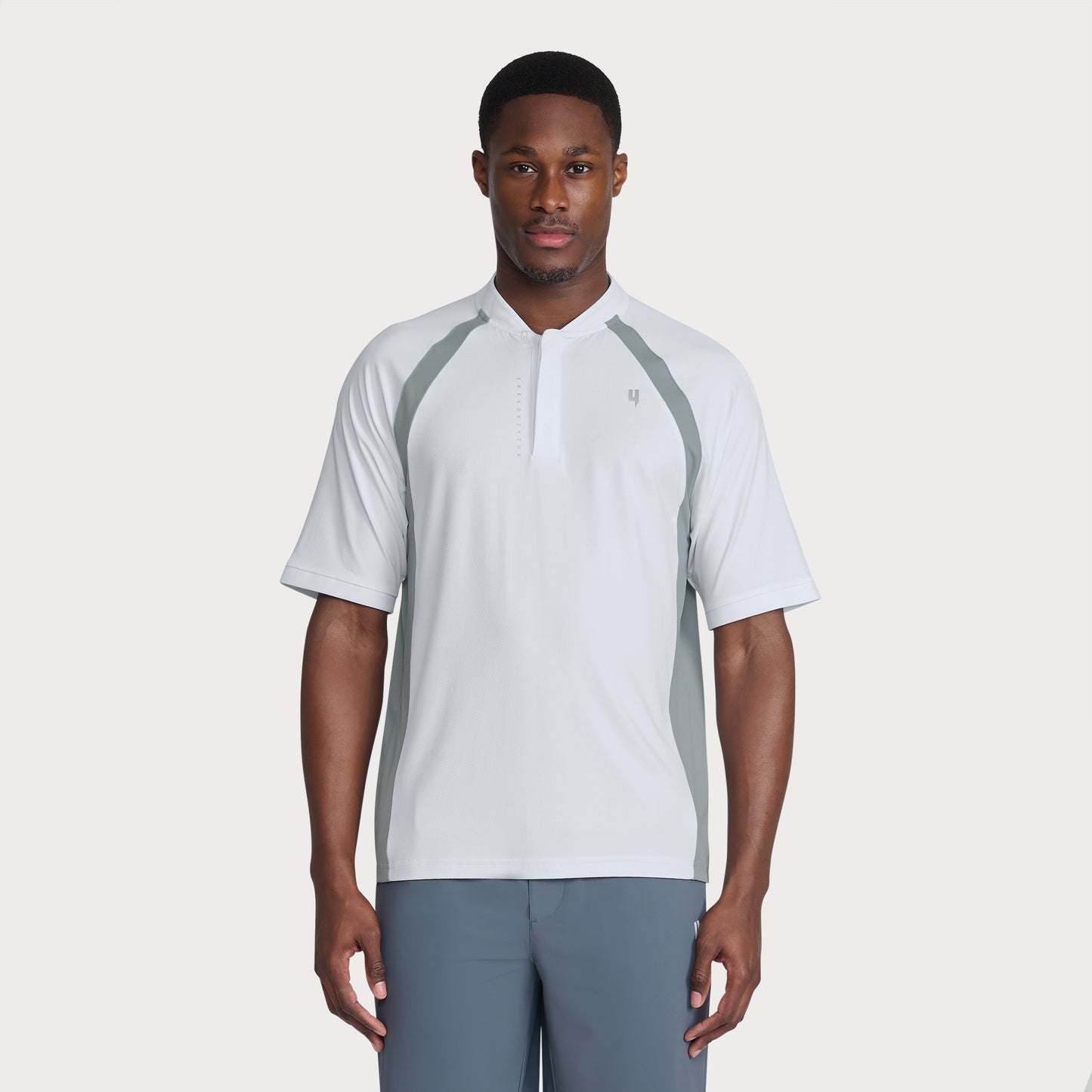 PERFORMANCE HYBRID CREW POLO WHITE/GREY
