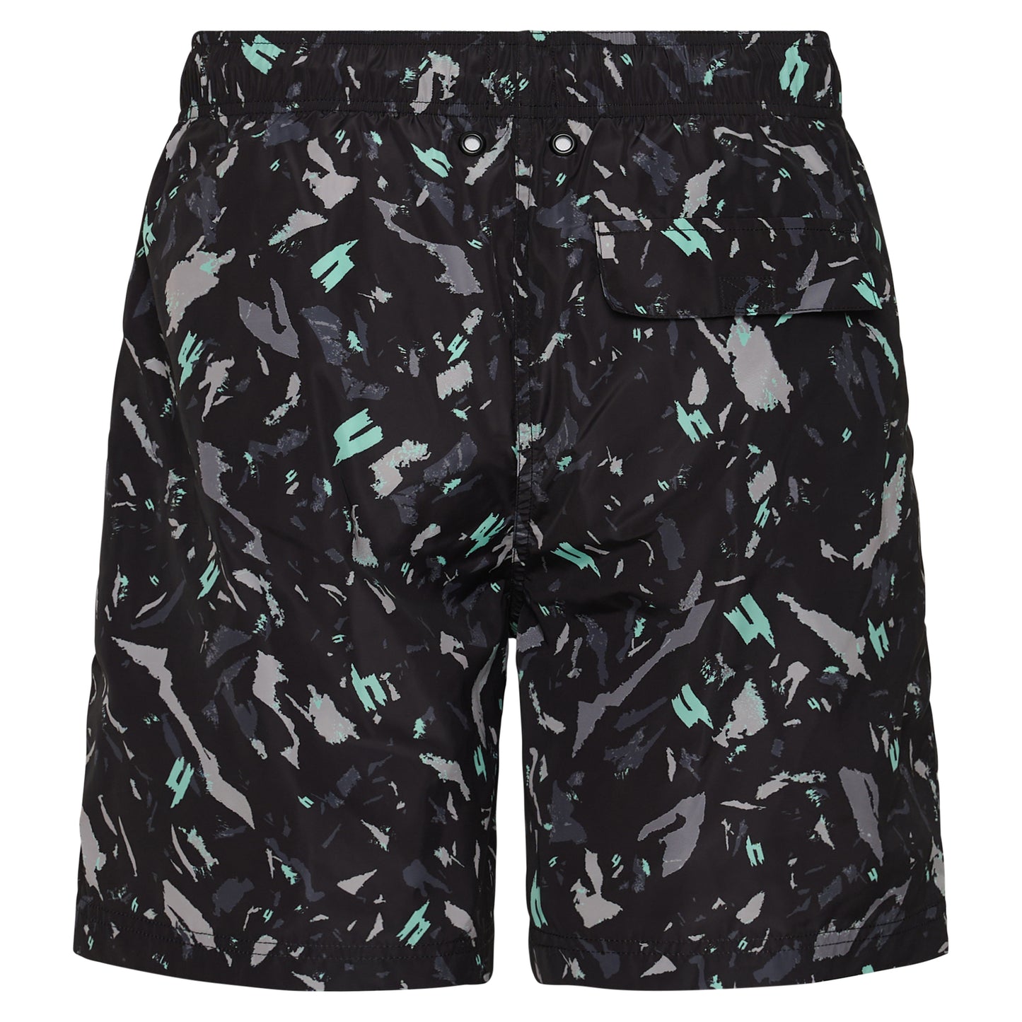 BLACK AQUA CAMO SWIM SHORTS