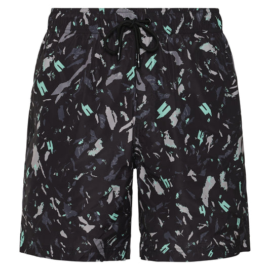 BLACK AQUA CAMO SWIM SHORTS