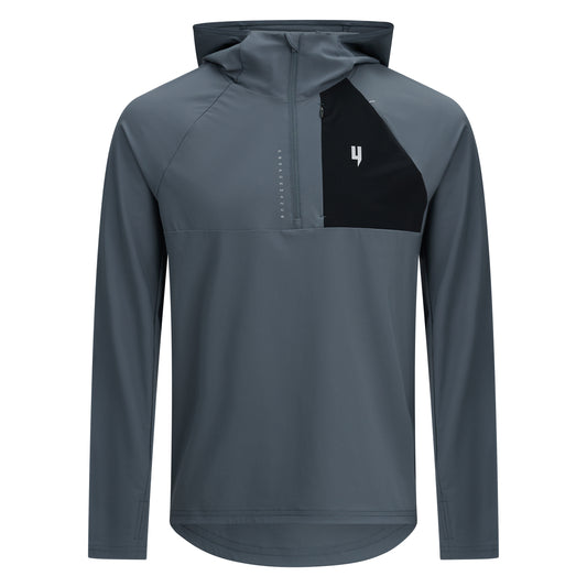 PERFORMANCE HOODED 1/2 ZIP TOP GREY/BLACK