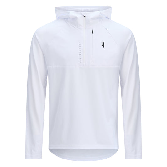 PERFORMANCE HOODED 1/2 ZIP TOP WHITE