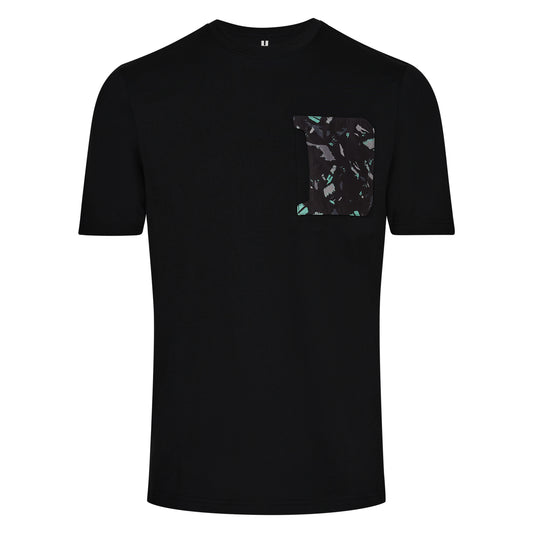 BLACK AQUA CAMO POCKET TEE