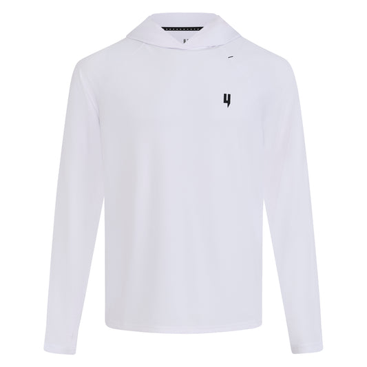 PERFORMANCE HOODED LONG SLEEVE TEE WHITE