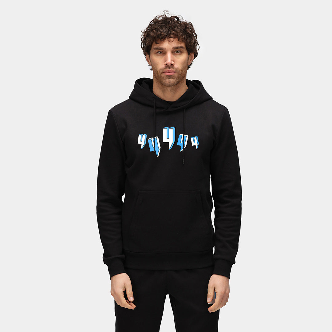 BLACK HOODY FIVE Y LOGO BABY BLUE