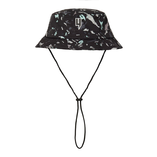 BUCKET HAT BLACK AQUA CAMO