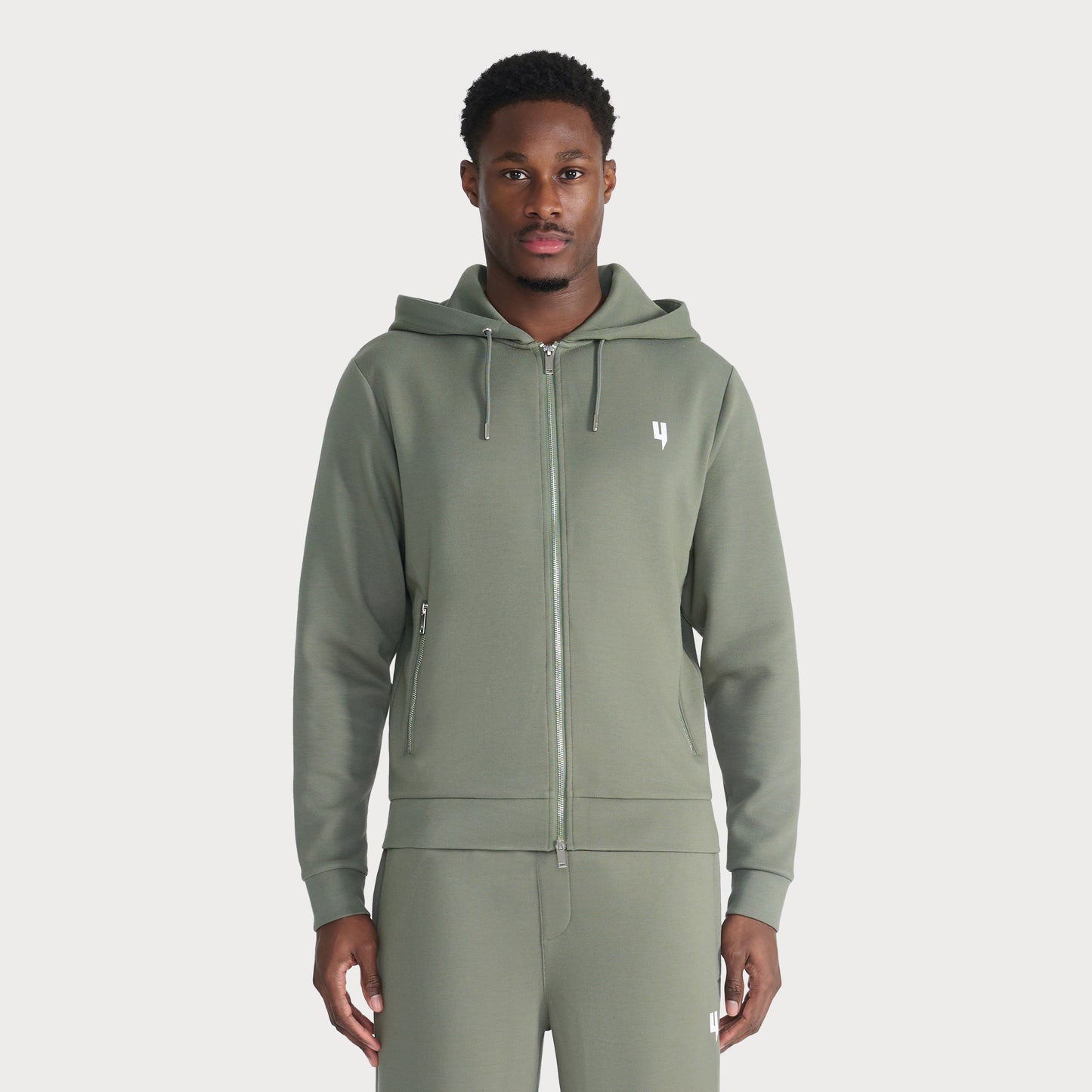 KHAKI LUX ZIP UP HOODY