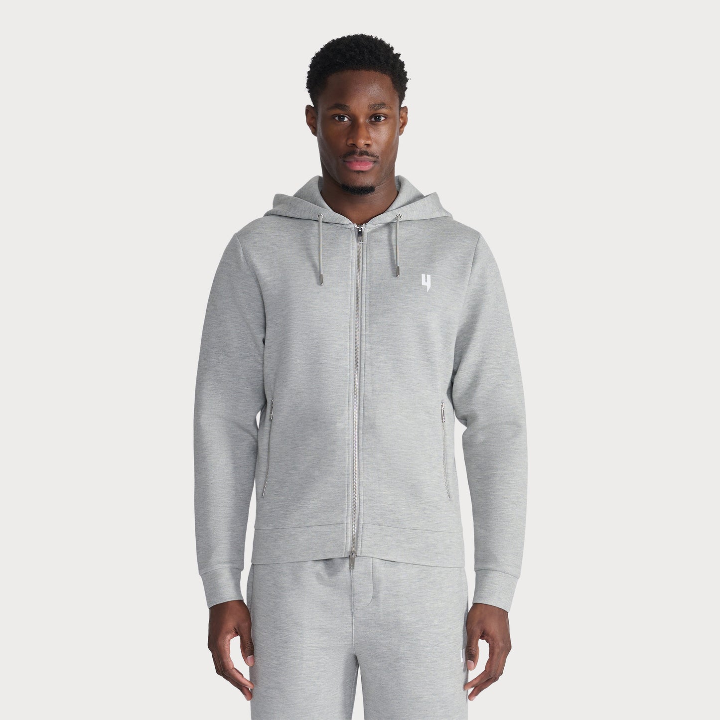 GREY LUX ZIP UP HOODY