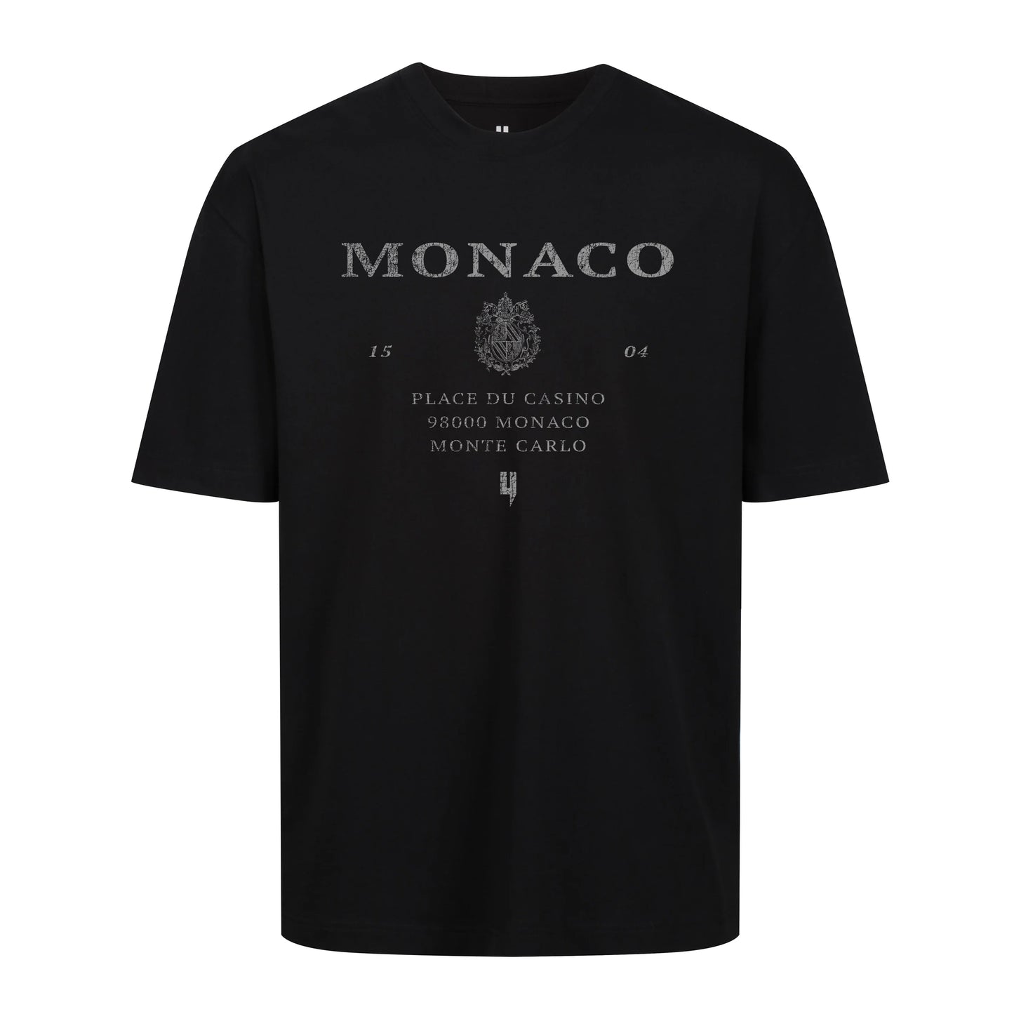 BLACK RELAXED FIT TEE MONACO LOGO
