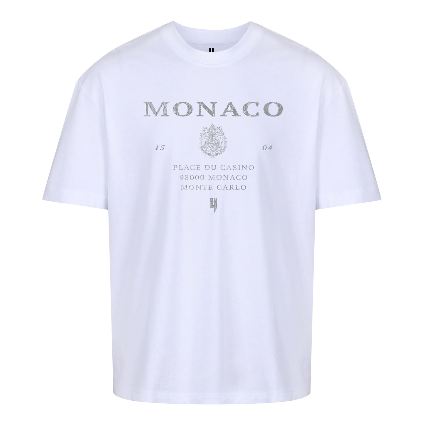 WHITE RELAXED FIT TEE MONACO LOGO