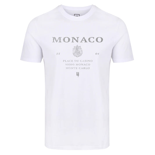 WHITE TEE MONACO LOGO