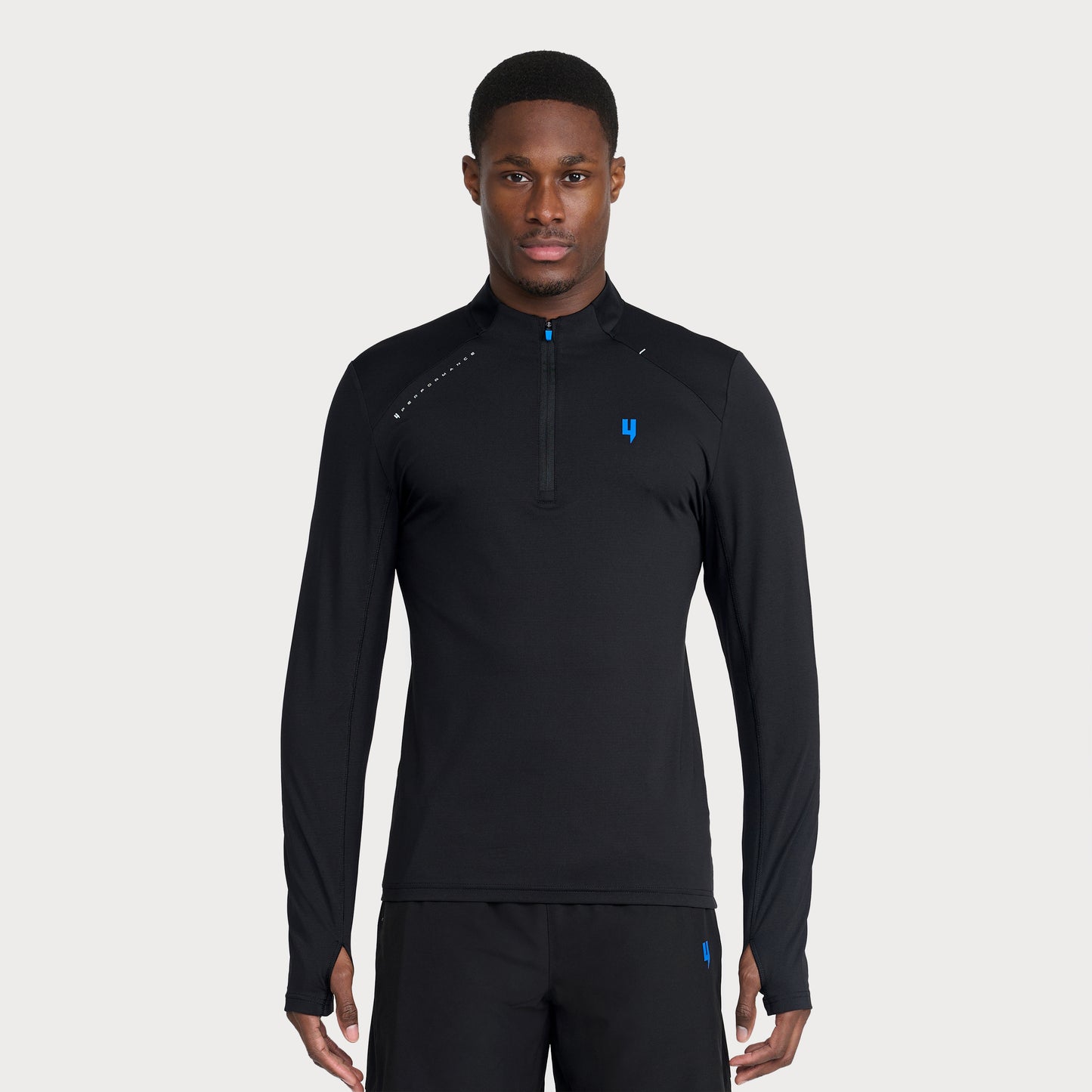 PERFORMANCE 1/2 ZIP TOP BLACK/BLUE